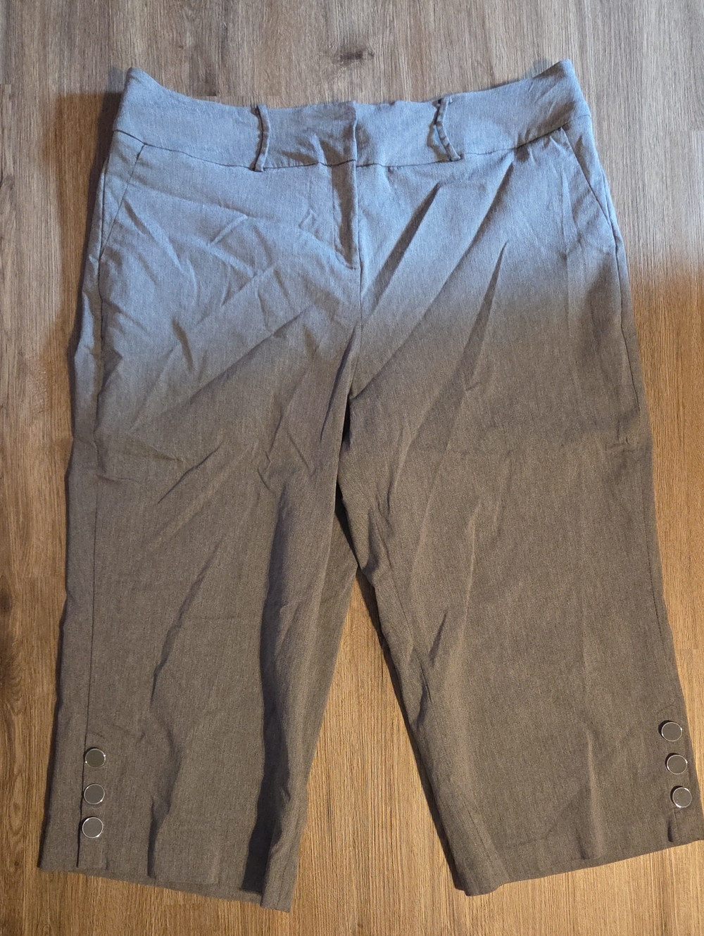 Lane Bryant Gray Capri Pants with Hem Button Accents